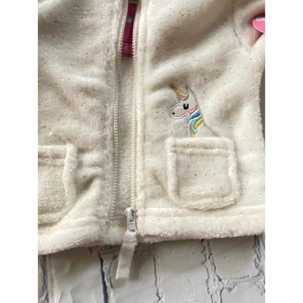 New Baby Girl Wippette Unicorn Warm Fall Sweater Jacket 3-6m Hood/Hand Covers - Picture 6 of 10